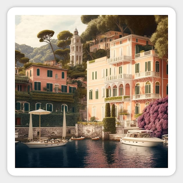 Portofino on the Ligurian Sea II Sticker by hamptonstyle